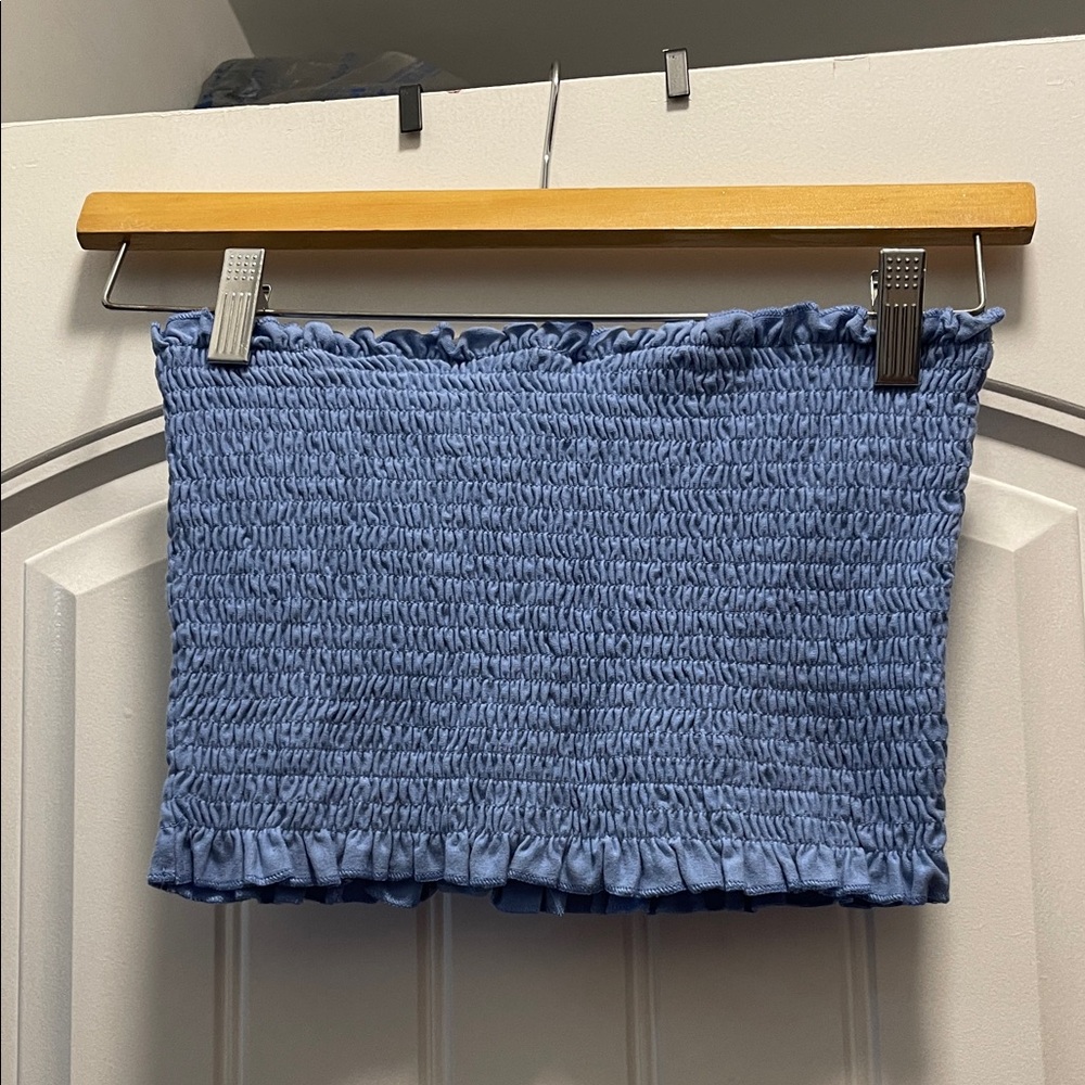Double Zero Blue Smocked Mini Skirt